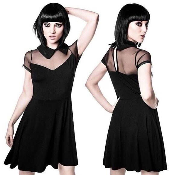 Killstar Goth Collar Sheer Dress, Size XSmall - Picture 3 of 16